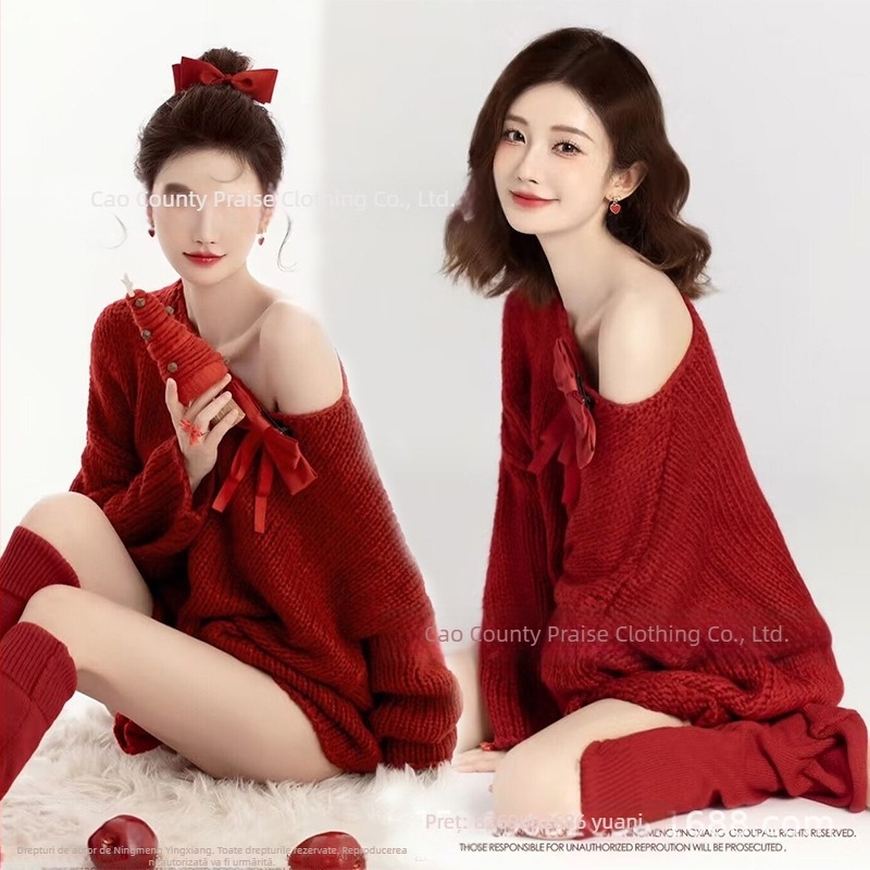 Pulover pentru ședință foto în studio, temă Anul Nou/Crăciun | Yi Mei Fang | poliester, 90% poliester | iarnă 2022 | pentru femei 18-24