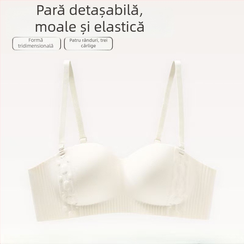 Sutien bandeau fără fir pentru femei, push-up, anti-alunecare, respirabil, bretele detașabile