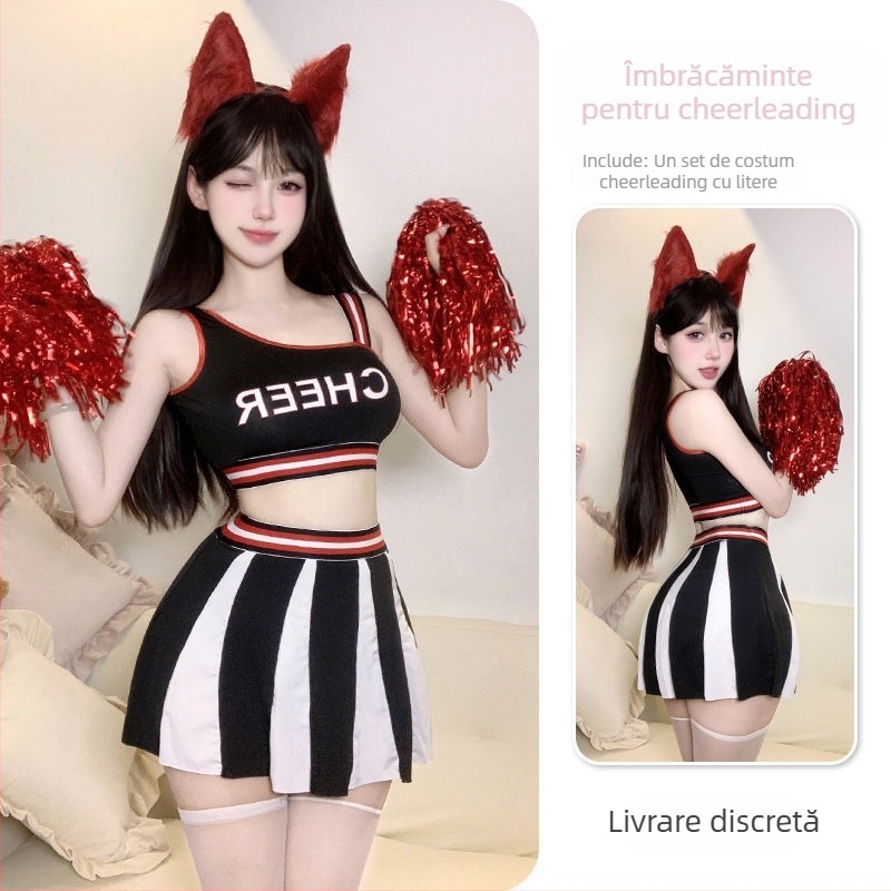 Yan Hao Costum feminin de cheerleading — fustă scurtă, poliester, pentru spectacole pe scenă, toamna 2025