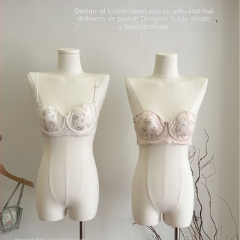 Sutien din dantelă cupe turnate ultra-subțiri – respirabil, material nylon, cupe 3/4, închidere cu cataramă pe spate cu trei rânduri