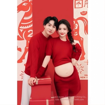 Set pentru ședință foto de maternitate, mâneci lungi, costum cu fustă, lungime medie a fustei, poliester 50-70%