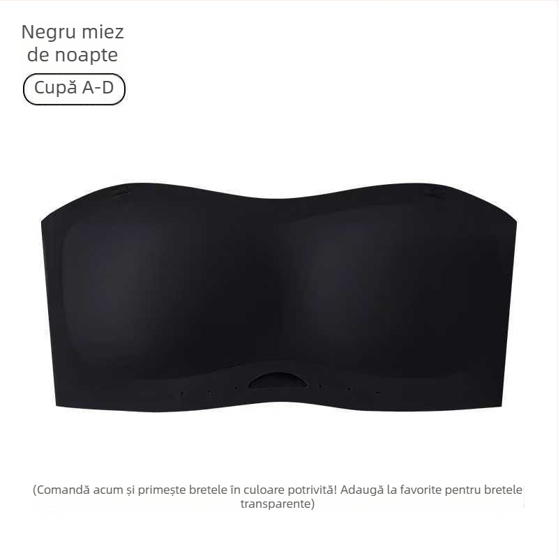 Brand 006 Sutien bandeau fără bretele, antiaderent, fără cusături, cu bretele detașabile în dublu, material principal: nailon, căptușeală: spandex, fără cupe modelate, închidere la spate cu trei rânduri de catarame.