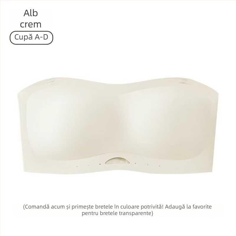 Brand 006 Sutien bandeau fără bretele, antiaderent, fără cusături, cu bretele detașabile în dublu, material principal: nailon, căptușeală: spandex, fără cupe modelate, închidere la spate cu trei rânduri de catarame.