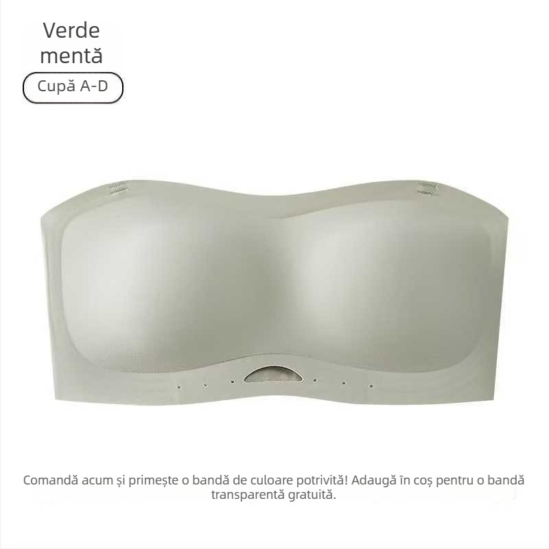 Brand 006 Sutien bandeau fără bretele, antiaderent, fără cusături, cu bretele detașabile în dublu, material principal: nailon, căptușeală: spandex, fără cupe modelate, închidere la spate cu trei rânduri de catarame.