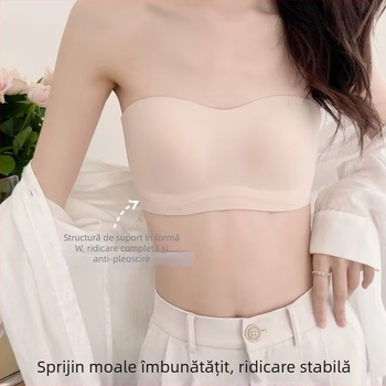 Innili Sutien fără bretele, Push-Up, Anti-alunecare, Cupe subțiri modelate, Material nylon, Bretele detașabile