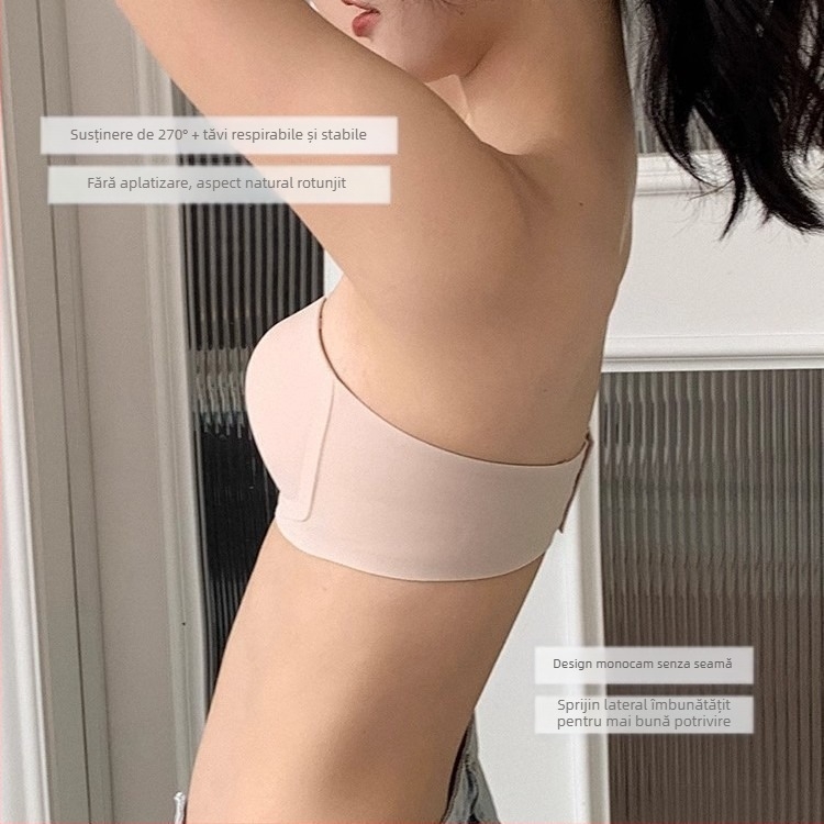 Innili Sutien fără bretele, Push-Up, Anti-alunecare, Cupe subțiri modelate, Material nylon, Bretele detașabile