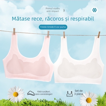 Sutien pentru fete vară: fără cusături, respirabil, confortabil, din nylon, cupe turnate ultra-subțiri, cupe cu acoperire completă