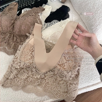 Top tubular din dantelă, fără bretele, cupe subțiri, 3/4, din nylon respirabil