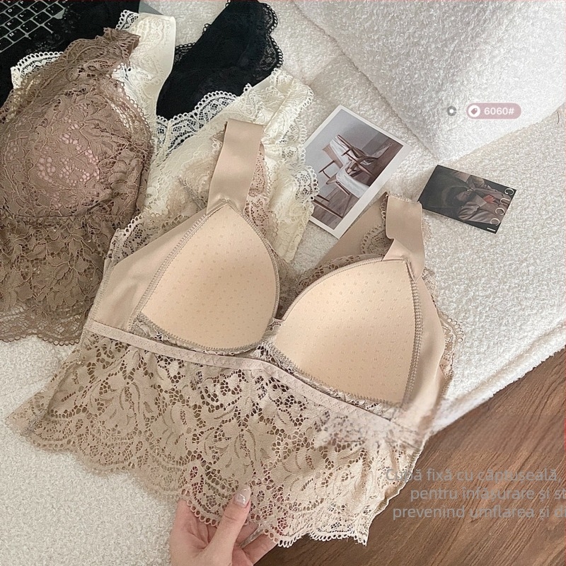 Top tubular din dantelă, fără bretele, cupe subțiri, 3/4, din nylon respirabil