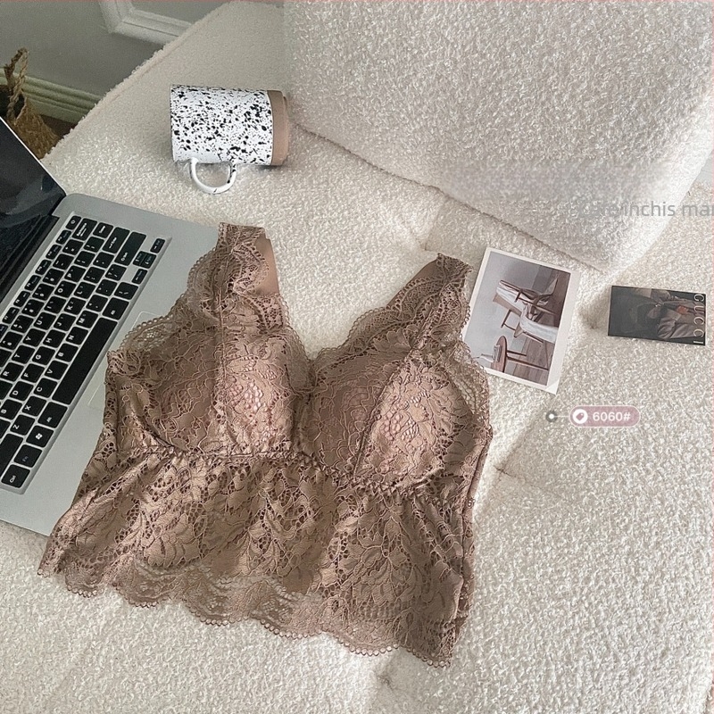 Top tubular din dantelă, fără bretele, cupe subțiri, 3/4, din nylon respirabil