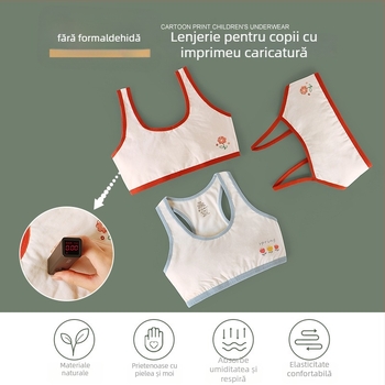 Sutien fără bretele din bumbac cu cupă turnată, acoperire completă, fără cusături, anti-derapare; stil corset pentru adolescente 13–18 ani, 95% bumbac.