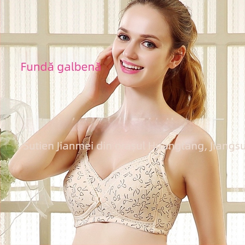 Sutien de alăptare din bumbac-Lycra, fără fir, fără cusături, căptușeală 100% bumbac