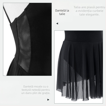 Unitard balet pentru femei adulte - 92% bumbac pieptănat, vară, dans modern