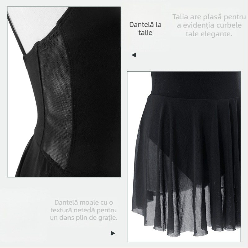 Unitard balet pentru femei adulte - 92% bumbac pieptănat, vară, dans modern