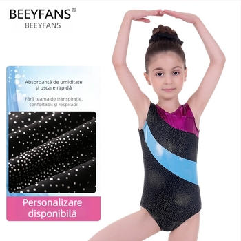 Ținută de dans pentru copii, fete, pentru repetiții; țesătură: amestec de fibre chimice, 90% poliester; nume țesătură: amestec de fibre chimice; potrivită pentru vârsta 3–8 ani.