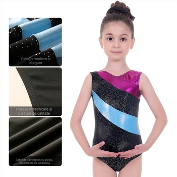 Ținută de dans pentru copii, fete, pentru repetiții; țesătură: amestec de fibre chimice, 90% poliester; nume țesătură: amestec de fibre chimice; potrivită pentru vârsta 3–8 ani.