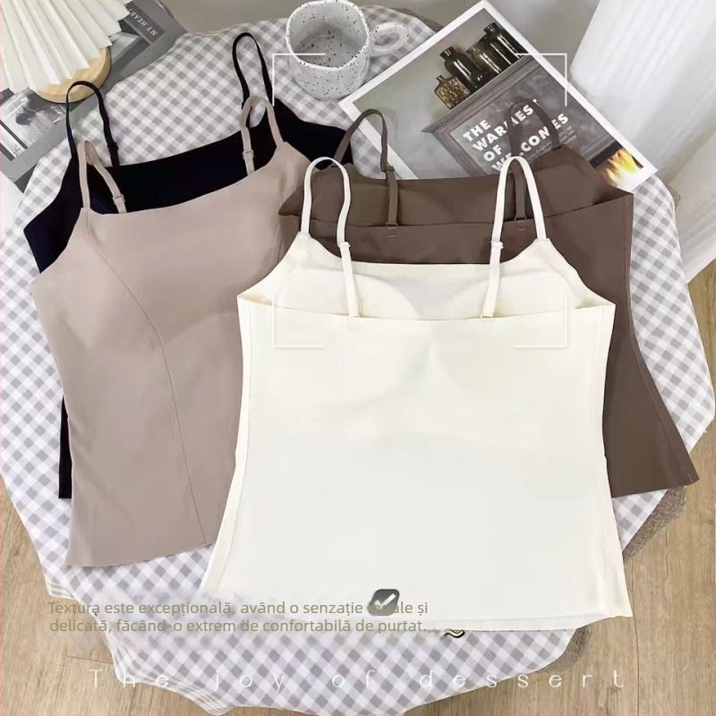 Top bustier fără cusături cu burete încorporat, spate subțire (Material: Nylon; Conținut principal: 70-80% Nylon; Categorie: top bustier/tank top; Tip cupe: Cupă completă; Lungime: talie)