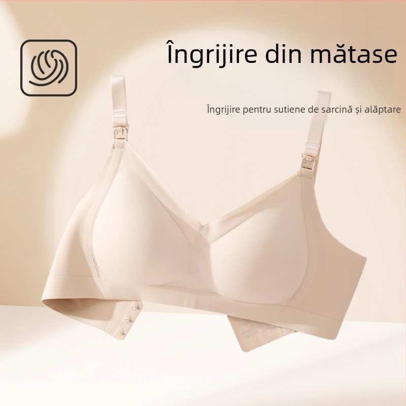 Sutien de alăptare cu cupe modelate subțiri, material nylon, fără arc, potrivit pentru toate etapele