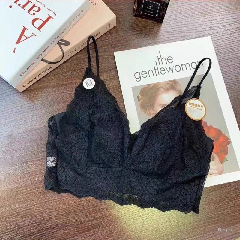 Top fără bretele din dantelă cu cupa urechi de iepure, cupe turnate ultra-subțiri, spate franțuzesc, nylon