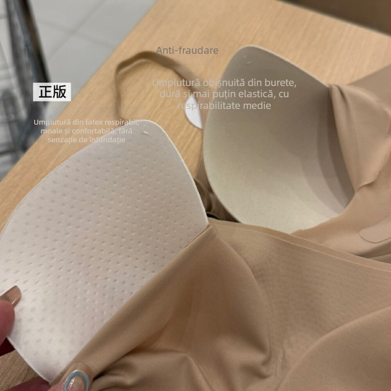 Sutien invizibil fără sireturi, cupe din bumbac de mărime medie, material nylon, bretele fixe duble