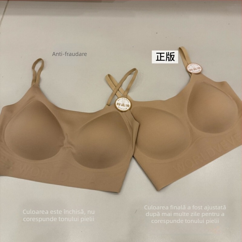 Sutien invizibil fără sireturi, cupe din bumbac de mărime medie, material nylon, bretele fixe duble