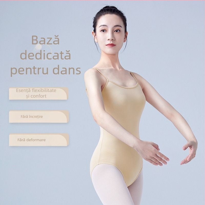 Body de balet cu bretele – îmbrăcăminte de dans modern, țesătură Milk Silk, poliester 95%, căptușeală Spandex