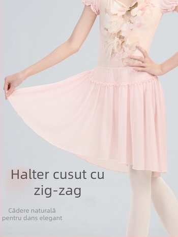 Fustă de balet pentru adulți, talie elastică, plasă moale, exterior nylon 95%, căptușeală spandex 5%, lungime medie