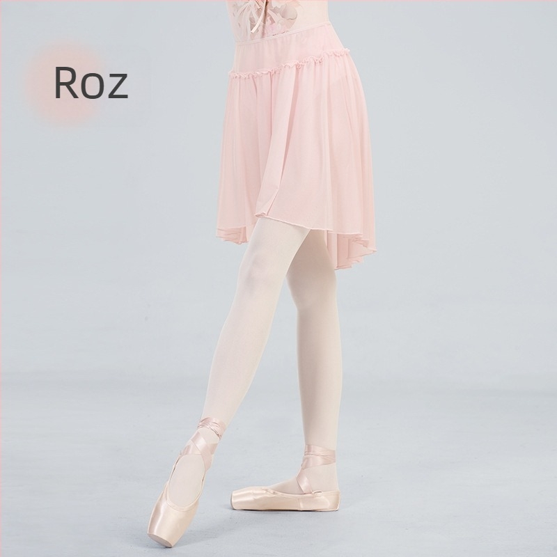 Fustă de balet pentru adulți, talie elastică, plasă moale, exterior nylon 95%, căptușeală spandex 5%, lungime medie