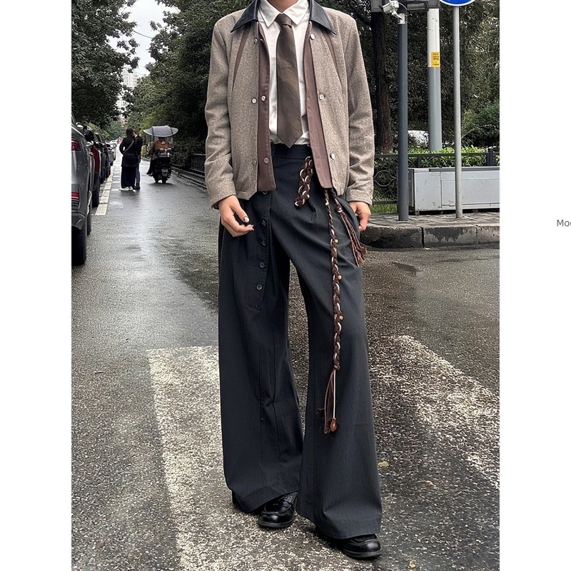 Jachetă bărbătească de toamnă cu imprimeu geometric, două piese, poliester, fermoar, croială lejeră