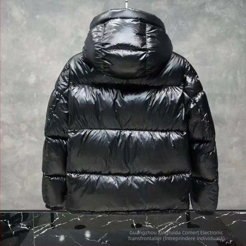 Geacă de puf unisex cu umplutură din rață albă, 91–95% conținut de puf, 750 fill power, exterior din nylon, rezistent la vânt, fermoar