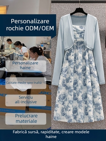 Producție personalizată de rochii din țesături cu broderie, procesare dupa mostre și desene, capacitate 1111 de bucăți, materiale principale: bumbac și bumbac tricotat