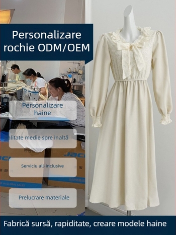Producție personalizată de rochii din țesături cu broderie, procesare dupa mostre și desene, capacitate 1111 de bucăți, materiale principale: bumbac și bumbac tricotat