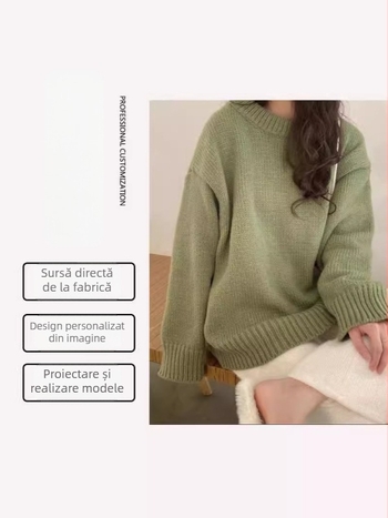 Pulover tricotat cu broderie - Personalizare prin probe/ OEM/ procesare prin desene, ciclu de probă de 7 zile, capacitate de producție 2000 de bucăți, materiale principale: Corduroy, Polyester, Acrylic, Spandex, Ice Silk