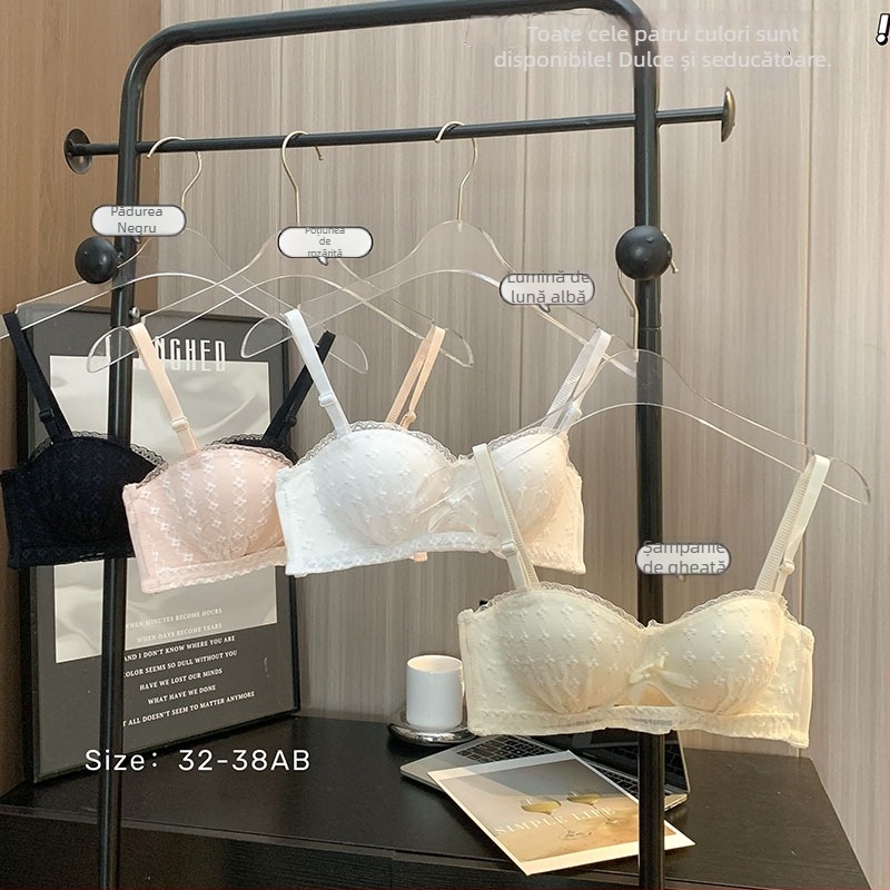 Bustier bandeau fără bretele, dantelă nylon, cupă jumătate, bretele detașabile dublu, închidere la spate cu trei rânduri de capse, formă: top subțire, bază mai groasă