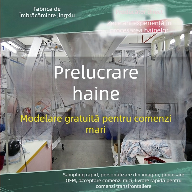 Producție costum personalizat și procesare OEM pe baza desenelor; materiale țesute de înaltă calitate; probă 3–7 zile; capacitate 10.000 de piese; echipă de 10 designeri; tehnică de splicing.