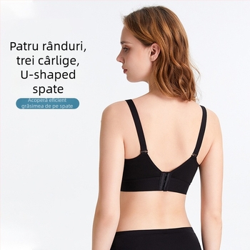 Sutien de alăptare post-partum cu bretele detașabile, cupe subțiri modelate, fără arici metalici, material principal 90–95% bumbac, căptușeală 100% bumbac, închidere la spate cu patru rânduri de cârlige, design dintr-o bucată, pentru alăptare