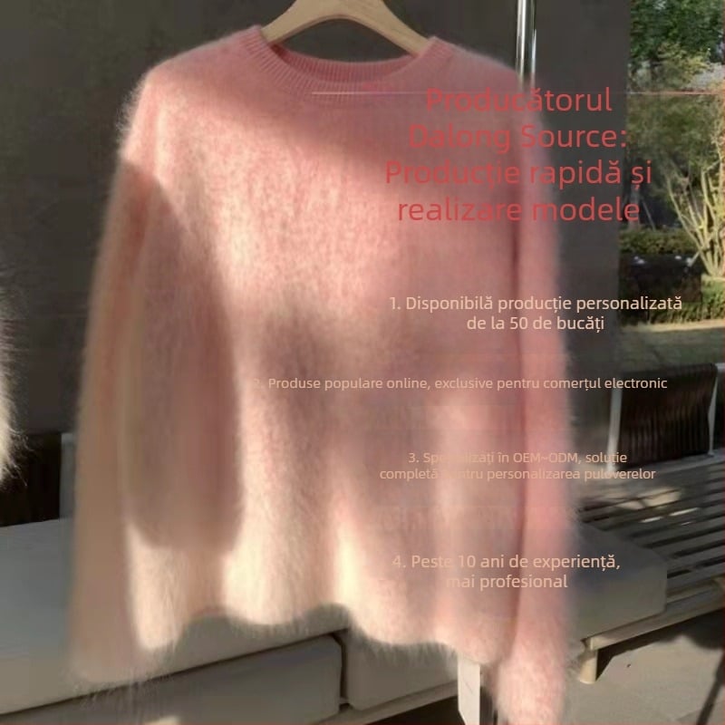 Pulover din cașmir și lână, cu gradient și broderie, personalizare OEM după desene, probă de 2 zile, capacitate de producție 1000 de bucăți