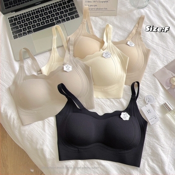 Sutien fără fir, cu susținere moale, cupă 3/4, cupă subțire modelată, bretele duble fixe, din nylon respirabil