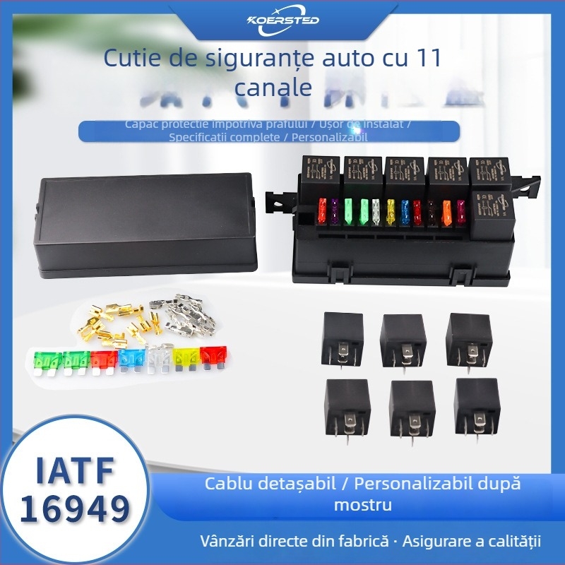 Koersted panou de siguranțe cu 11 canale, cu 6 relee pentru compartimentul motorului
