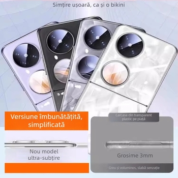 Carcasă Huawei Pocket2 pentru telefon - ultra-subțire transparentă, husă de protecție din PC pliabilă, finisaj electroplacat, antiuzură, îmbunătățește aspectul.