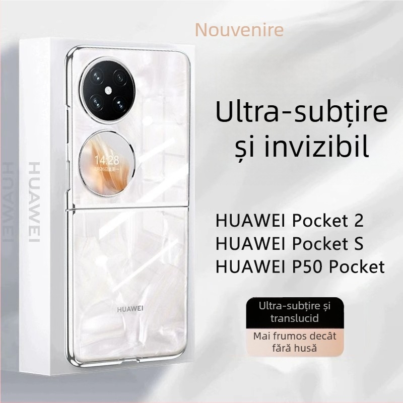 Carcasă Huawei Pocket2 pentru telefon - ultra-subțire transparentă, husă de protecție din PC pliabilă, finisaj electroplacat, antiuzură, îmbunătățește aspectul.