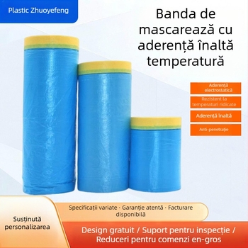 Film de mască auto cu rezistență la temperaturi înalte pentru vopsire — film PE cu bandă de mascare cu aderență înaltă, nu se decojează, grosime 0.006–0.008 mm