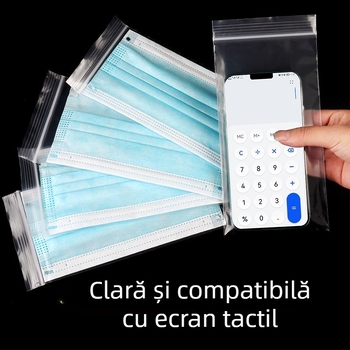 Geantă protectoare transparentă, autosigilantă, impermeabilă și la praf, pentru ambalarea telefonului mobil; Material: PE nou; Lungime sigilare: 1–1,5 cm; Personalizabil