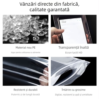 Sac PE auto-sigilabil, transparent, pentru accesorii telefon mobil, compatibil cu ecranul tactil, sigilare îngroșată, lungime sigilare 4-50 cm
