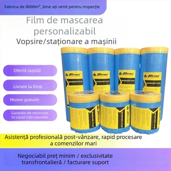 Folie de mască auto pentru vopsire, folie PE, grosime 10 μm, aderență bună, transparență bună, nucleu din hârtie Kraft
