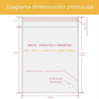 Pungă OPP autoadezivă, lățime 13 cm, pentru ambalarea bijuteriilor, cărților și huselor de telefon, cu logo imprimat