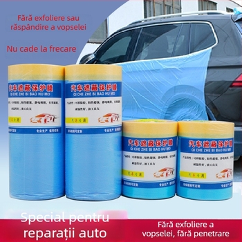 Film de mască pentru vopsire auto, cu aderență electrostatică, de unică folosință, din hârtie texturată + PE, 25 m lungime, lățimi 55/110/150 cm