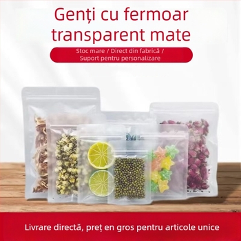 Pungă pentru gustări cu fund plat, auto-seal, sigilare pe trei laturi, finisaj mat, material: OPP+PET+CPP