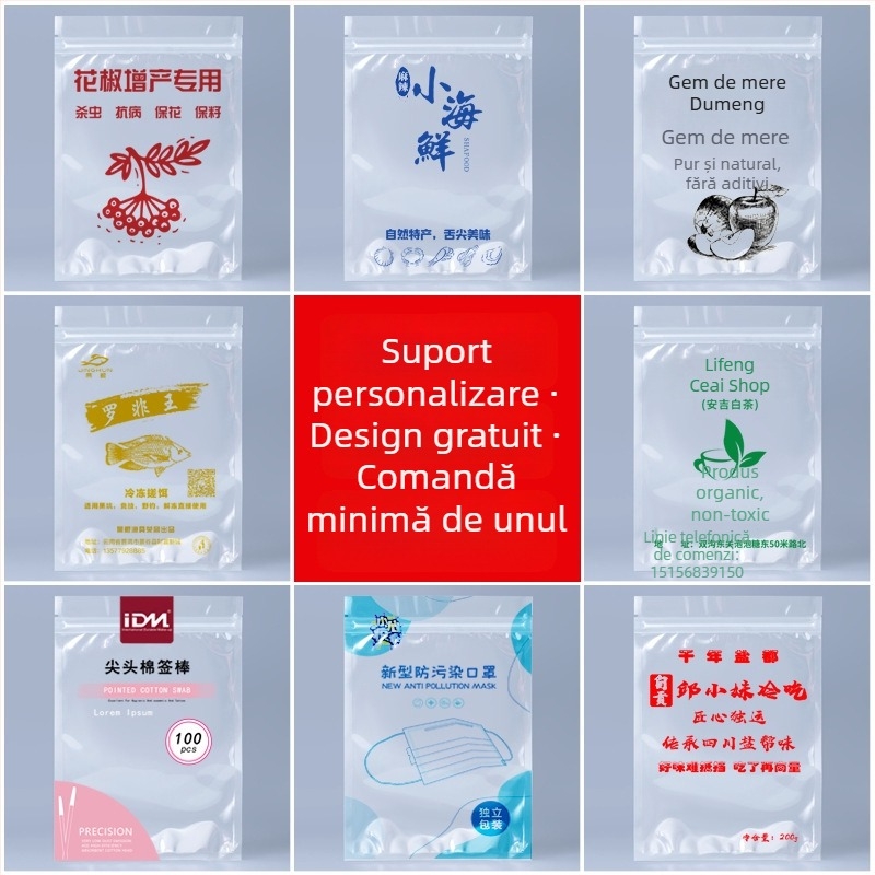 Pungă auto-sealantă transparentă, cu fund plat, din plastic, pentru ambalare alimentară — utilizări multiple (bijuterii, ceai, cadouri) | Brand Double Rich