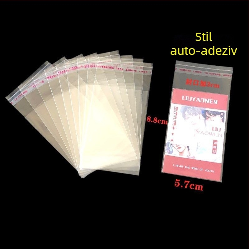 Sacoșă OPP autoadezivă pentru carduri și fotografii, husă transparentă de protecție, margine sigilare 2,5 cm, 100 buc./pachet, din plastic OPP